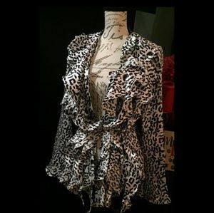 Ashro leopard print ruffled blouse